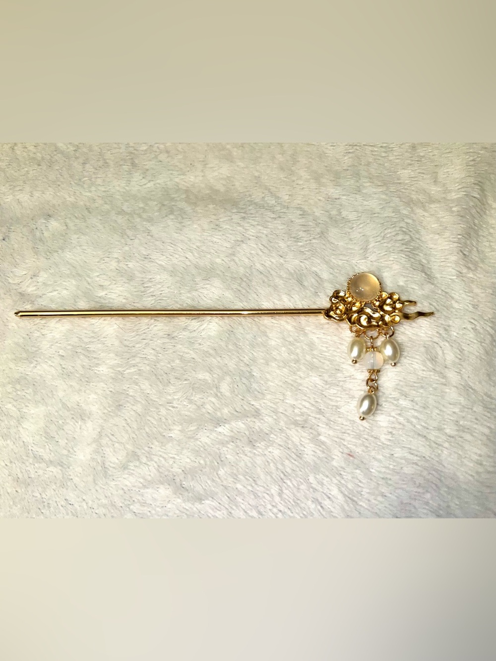 Gold Pearl Dangle Hair Stick Accessory